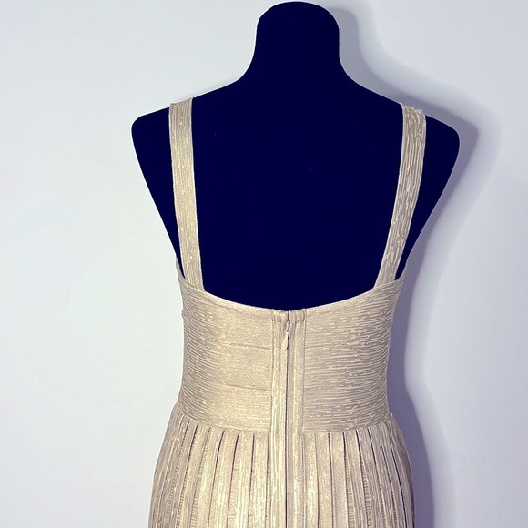 BEBE CHAMPAGNE BANDAGE FRINGE MAXI DRESS ✨✨✨ - Picture 7 of 12